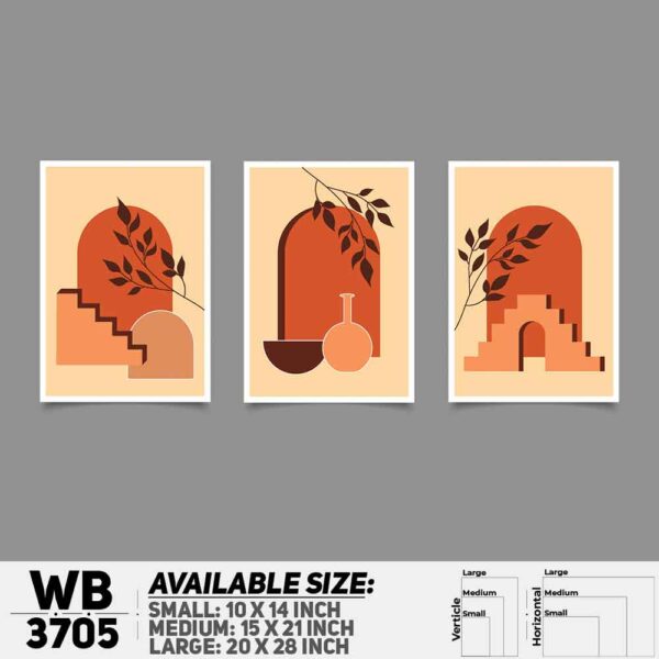 DDecorator Flower And Leaf ArtWork (Set of 3) Wall Decoration And Home Decoration PVC Wall Board And Wall Canvas - WB3705