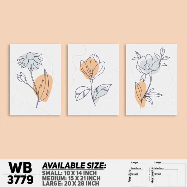 DDecorator Flower And Leaf ArtWork (Set of 3) Wall Decoration And Home Decoration PVC Wall Board And Wall Canvas - WB3779