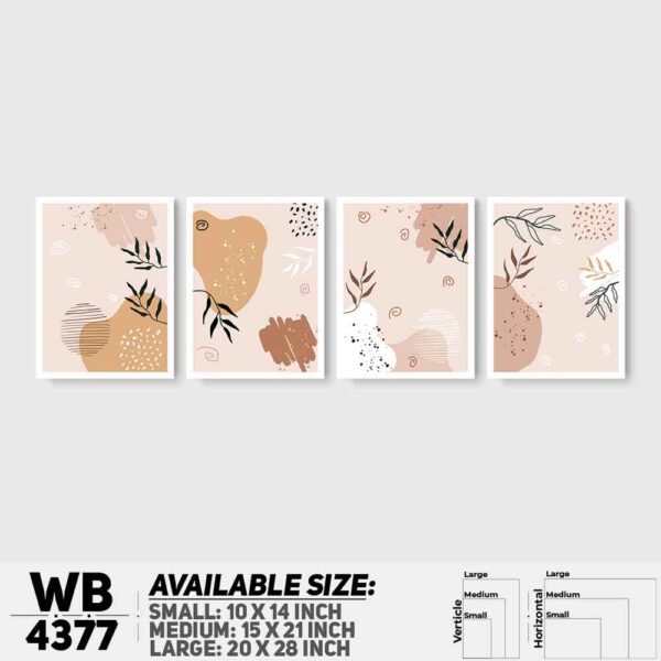 DDecorator Flower & Leaf Abstract Art (Set of 4) Wall Decoration And Home Decoration PVC Wall Board And Wall Canvas - WB4377