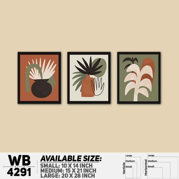 DDecorator Flower & Leaf With Vase (Set of 3) Wall Decoration And Home Decoration PVC Wall Board And Wall Canvas - WB4291
