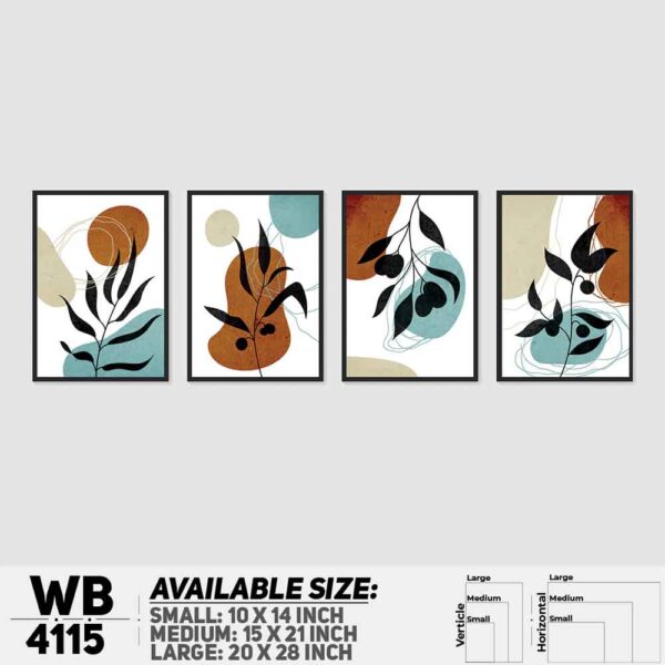 DDecorator Leaf With Abstract Art (Set of 4) Wall Decoration And Home Decoration PVC Wall Board And Wall Canvas - WB4115