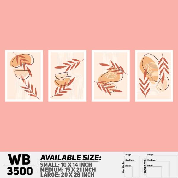 DDecorator Flower And Leaf ArtWork (Set of 4) Wall Decoration And Home Decoration PVC Wall Board And Wall Canvas - WB3500