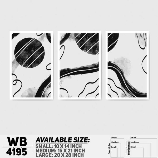 DDecorator Abstract Art (Set of 3) Wall Decoration And Home Decoration PVC Wall Board And Wall Canvas - WB4195