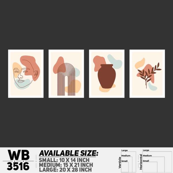 DDecorator Abstract Line Art (Set of 4) Wall Decoration And Home Decoration PVC Wall Board And Wall Canvas - WB3516
