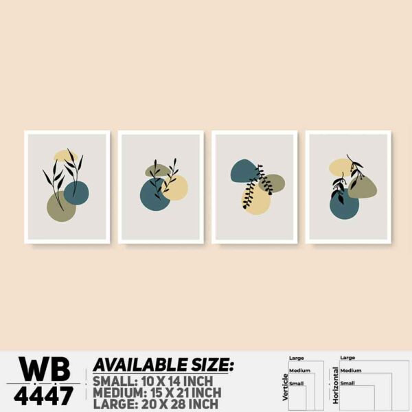 DDecorator Leaf With Abstract Art (Set of 4) Wall Decoration And Home Decoration PVC Wall Board And Wall Canvas - WB4447