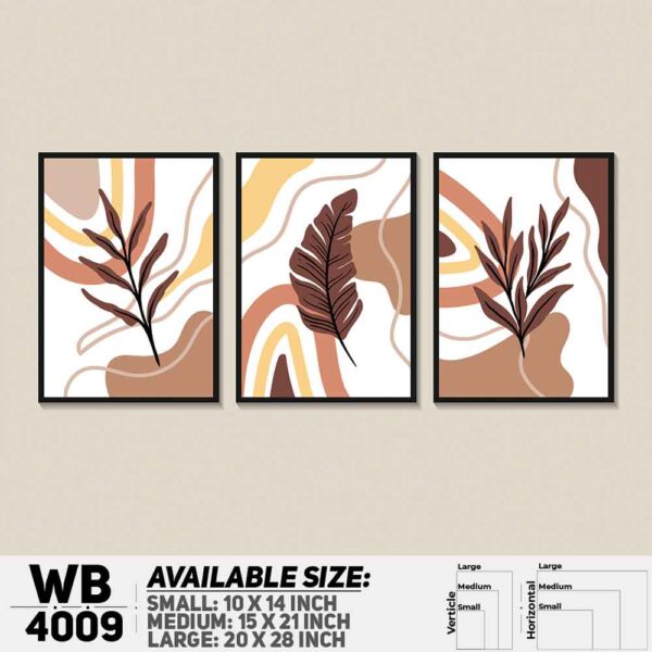 DDecorator Leaf With Abstract Art (Set of 3) Wall Decoration And Home Decoration PVC Wall Board And Wall Canvas - WB4009