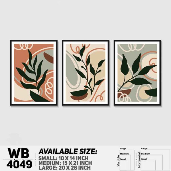 DDecorator Leaf With Abstract Art (Set of 3) Wall Decoration And Home Decoration PVC Wall Board And Wall Canvas - WB4049