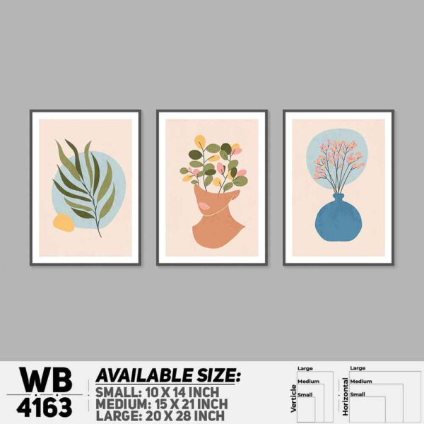 DDecorator Flower & Leaf Abstract Art (Set of 3) Wall Decoration And Home Decoration PVC Wall Board And Wall Canvas - WB4163