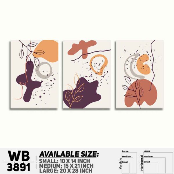DDecorator Abstract ArtWork (Set of 3) Wall Decoration And Home Decoration PVC Wall Board And Wall Canvas - WB3891