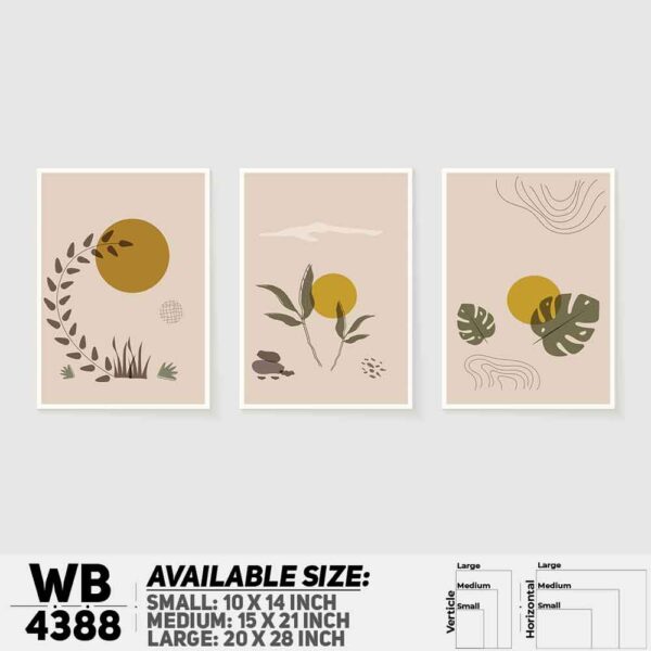 DDecorator Leaf With Abstract Art (Set of 3) Wall Decoration And Home Decoration PVC Wall Board And Wall Canvas - WB4388