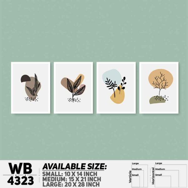 DDecorator Flower & Leaf Abstract Art (Set of 4) Wall Decoration And Home Decoration PVC Wall Board And Wall Canvas - WB4323