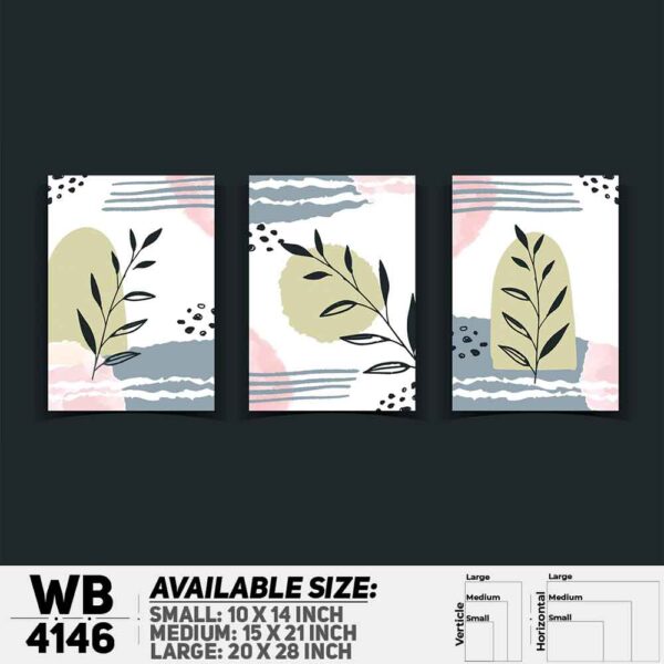 DDecorator Flower & Leaf Abstract Art (Set of 3) Wall Decoration And Home Decoration PVC Wall Board And Wall Canvas - WB4146