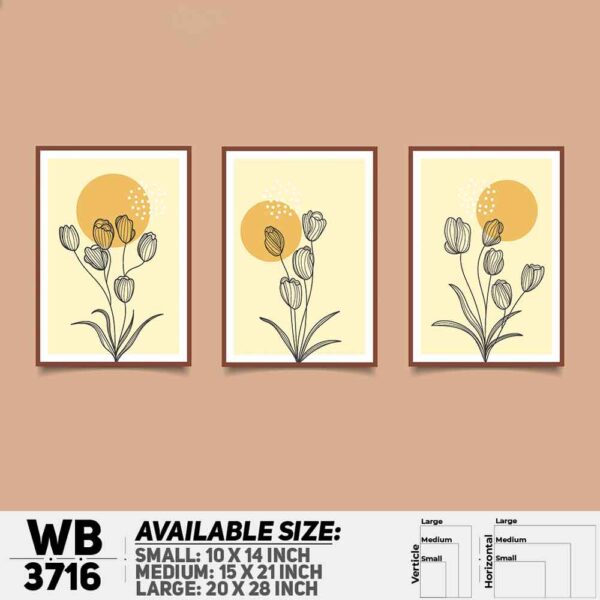 DDecorator Flower And Leaf ArtWork (Set of 3) Wall Decoration And Home Decoration PVC Wall Board And Wall Canvas - WB3716