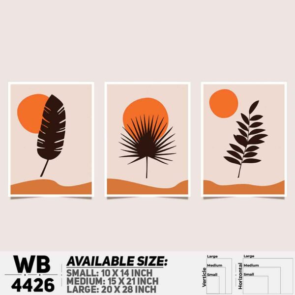 DDecorator Leaf With Abstract Art (Set of 3) Wall Decoration And Home Decoration PVC Wall Board And Wall Canvas - WB4426