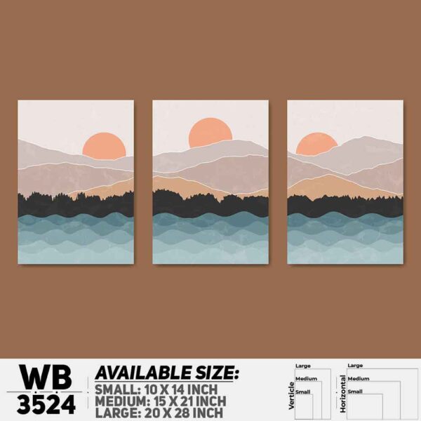 DDecorator Landscape Horizon Art (Set of 3) Wall Decoration And Home Decoration PVC Wall Board And Wall Canvas - WB3524