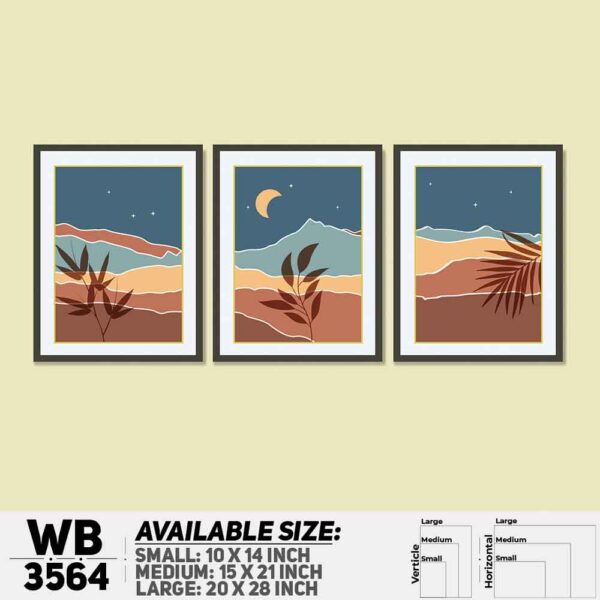 DDecorator Landscape Horizon Art (Set of 3) Wall Decoration And Home Decoration PVC Wall Board And Wall Canvas - WB3564