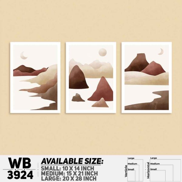 DDecorator Landscape Horizon Art (Set of 3) Wall Decoration And Home Decoration PVC Wall Board And Wall Canvas - WB3924