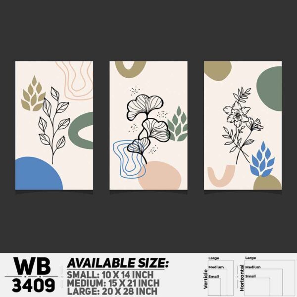 DDecorator Flower And Leaf ArtWork (Set of 3) Wall Decoration And Home Decoration PVC Wall Board And Wall Canvas - WB3409