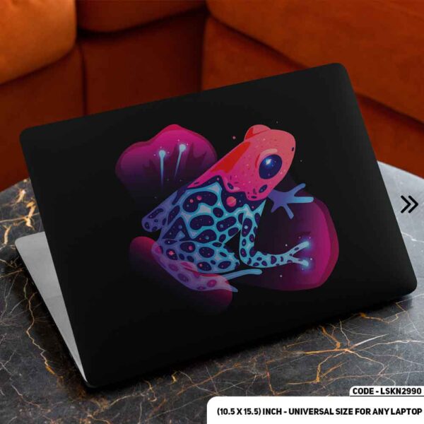 Neon Frog In Black Background Matte Finished Removable Waterproof Laptop Sticker & Laptop Skin (Including FREE Accessories) - LSKN2990 - DDecorator