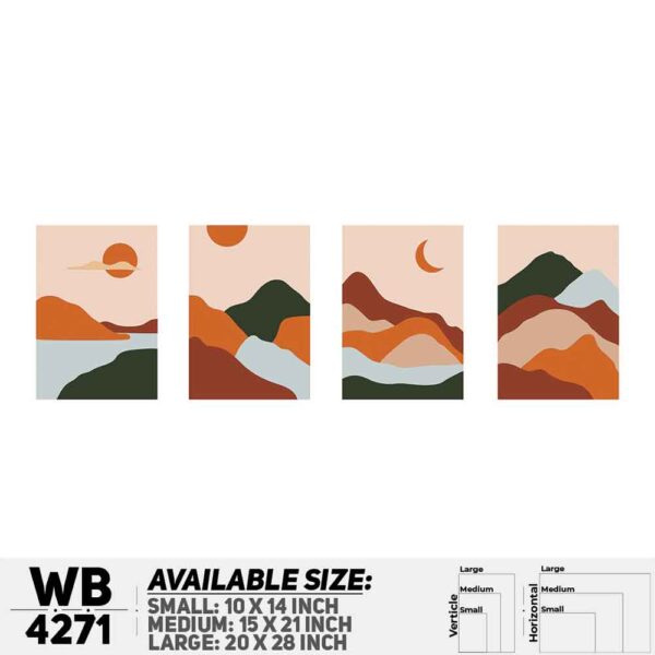 DDecorator Landscape & Horizon Design (Set of 4) Wall Decoration And Home Decoration PVC Wall Board And Wall Canvas - WB4271