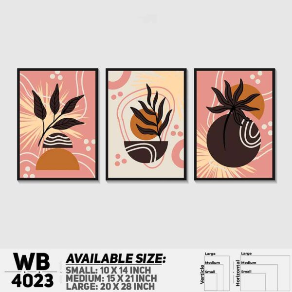 DDecorator Leaf With Abstract Art (Set of 3) Wall Decoration And Home Decoration PVC Wall Board And Wall Canvas - WB4023