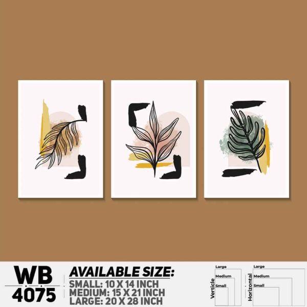 DDecorator Leaf With Abstract Art (Set of 3) Wall Decoration And Home Decoration PVC Wall Board And Wall Canvas - WB4075