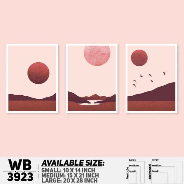 DDecorator Landscape Horizon Art (Set of 3) Wall Decoration And Home Decoration PVC Wall Board And Wall Canvas - WB3923