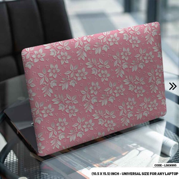 Pink Pattern Floral Design Matte Finished Removable Waterproof Laptop Sticker & Laptop Skin (Including FREE Accessories) - LSKN995 - DDecorator
