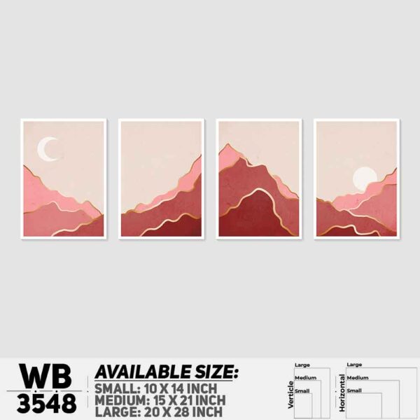DDecorator Landscape Horizon Art (Set of 4) Wall Decoration And Home Decoration PVC Wall Board And Wall Canvas - WB3548