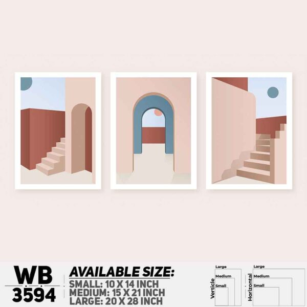 DDecorator Landscape Horizon Art (Set of 3) Wall Decoration And Home Decoration PVC Wall Board And Wall Canvas - WB3594