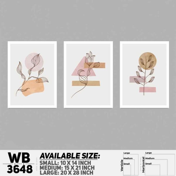 DDecorator Flower And Leaf ArtWork (Set of 3) Wall Decoration And Home Decoration PVC Wall Board And Wall Canvas - WB3648