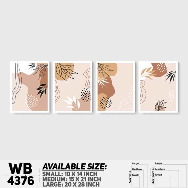 DDecorator Flower & Leaf Abstract Art (Set of 4) Wall Decoration And Home Decoration PVC Wall Board And Wall Canvas - WB4376