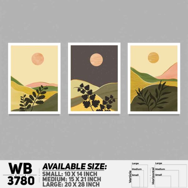 DDecorator Landscape Horizon Art (Set of 3) Wall Decoration And Home Decoration PVC Wall Board And Wall Canvas - WB3780