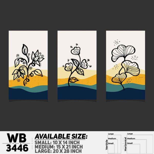 DDecorator Flower And Leaf ArtWork (Set of 3) Wall Decoration And Home Decoration PVC Wall Board And Wall Canvas - WB3446