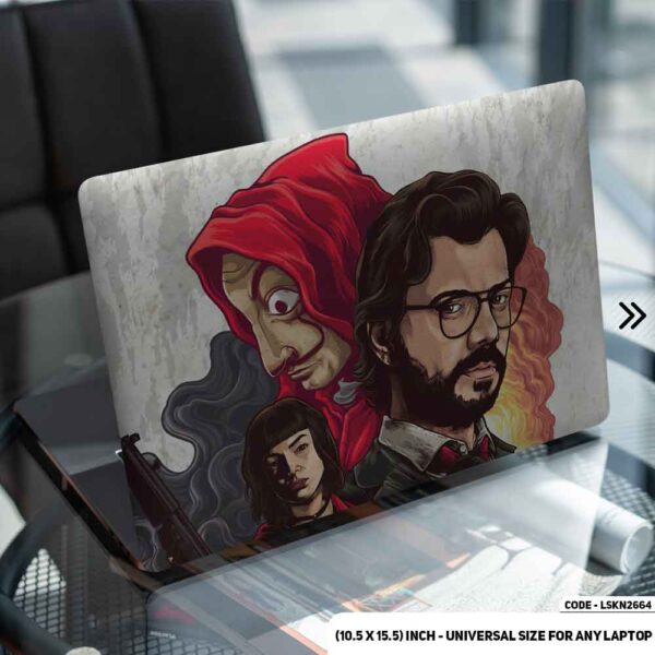 Money Heist Matte Finished Removable Waterproof Laptop Sticker & Laptop Skin (Including FREE Accessories) - LSKN2664 - DDecorator