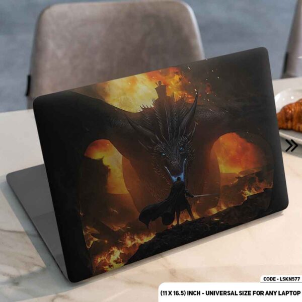 DragonThrough The Fire Burning the City Matte Finished Removable Waterproof Laptop Sticker & Laptop Skin (Including FREE Accessories) - LSKN577 - DDecorator