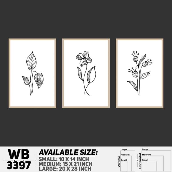 DDecorator Flower And Leaf ArtWork (Set of 3) Wall Decoration And Home Decoration PVC Wall Board And Wall Canvas - WB3397