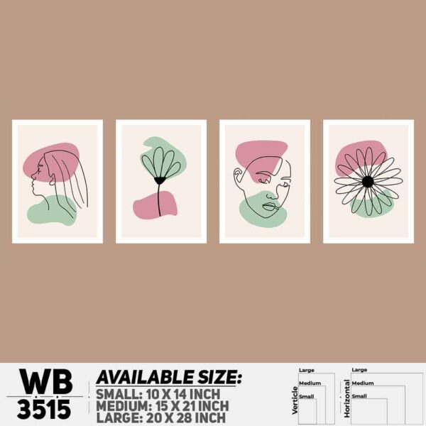 DDecorator Abstract Line Art (Set of 4) Wall Decoration And Home Decoration PVC Wall Board And Wall Canvas - WB3515