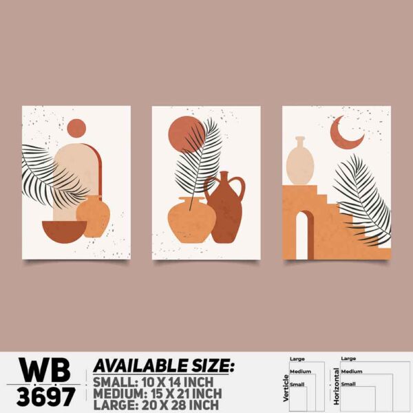 DDecorator Flower And Leaf ArtWork (Set of 3) Wall Decoration And Home Decoration PVC Wall Board And Wall Canvas - WB3697