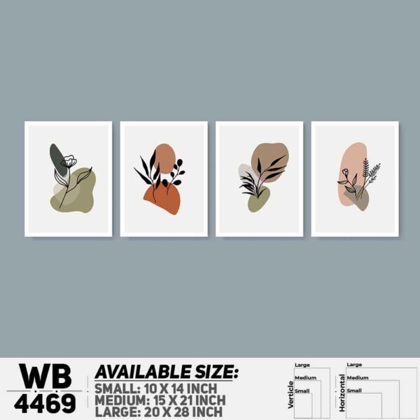 DDecorator Leaf With Abstract Art (Set of 4) Wall Decoration And Home Decoration PVC Wall Board And Wall Canvas - WB4469