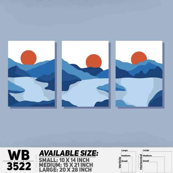 DDecorator Landscape Horizon Art (Set of 3) Wall Decoration And Home Decoration PVC Wall Board And Wall Canvas - WB3522