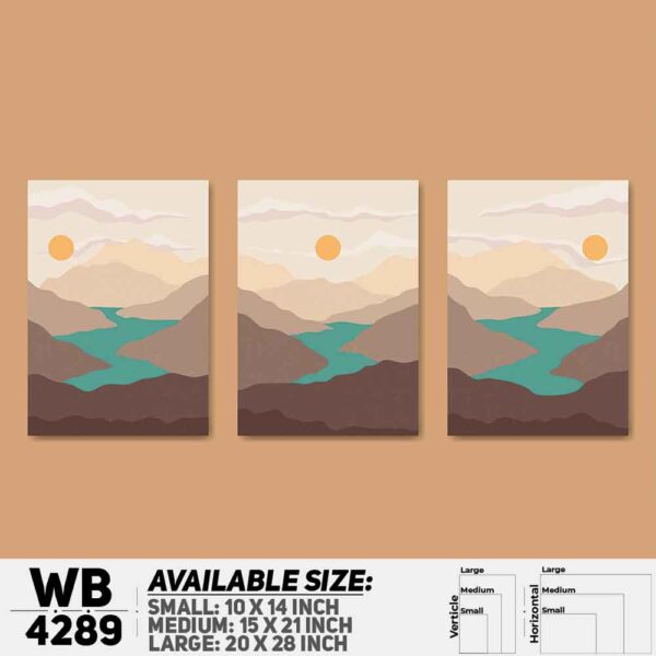 DDecorator Landscape & Horizon Design (Set of 3) Wall Decoration And Home Decoration PVC Wall Board And Wall Canvas - WB4289