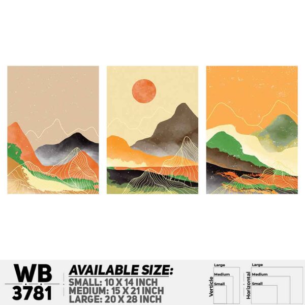 DDecorator Landscape Horizon Art (Set of 3) Wall Decoration And Home Decoration PVC Wall Board And Wall Canvas - WB3781