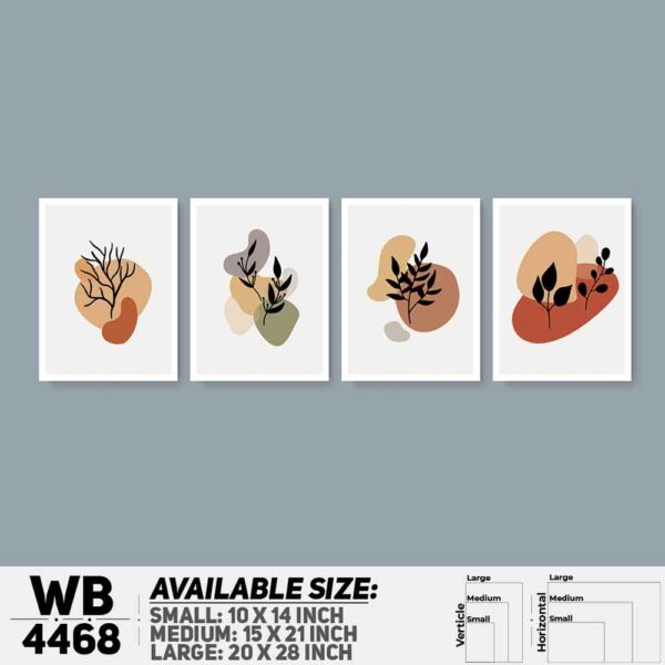 DDecorator Leaf With Abstract Art (Set of 4) Wall Decoration And Home Decoration PVC Wall Board And Wall Canvas - WB4468