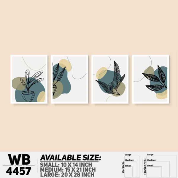 DDecorator Leaf With Abstract Art (Set of 4) Wall Decoration And Home Decoration PVC Wall Board And Wall Canvas - WB4457
