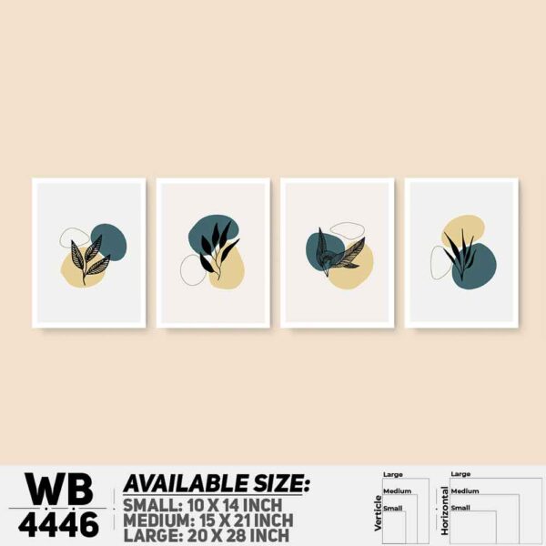 DDecorator Leaf With Abstract Art (Set of 4) Wall Decoration And Home Decoration PVC Wall Board And Wall Canvas - WB4446