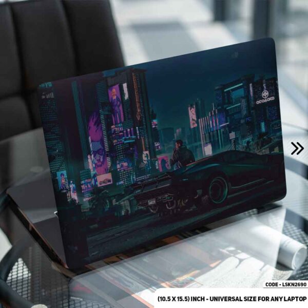 Cyber Punk Night Illustration Matte Finished Removable Waterproof Laptop Sticker & Laptop Skin (Including FREE Accessories) - LSKN2690 - DDecorator