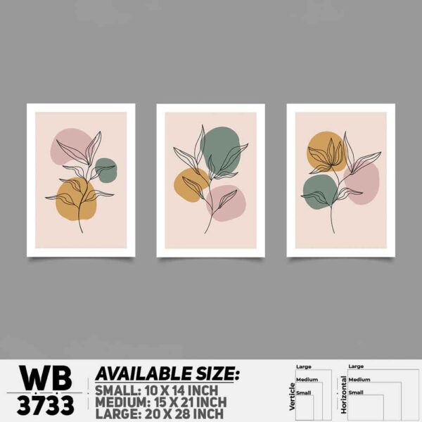 DDecorator Flower And Leaf ArtWork (Set of 3) Wall Decoration And Home Decoration PVC Wall Board And Wall Canvas - WB3733