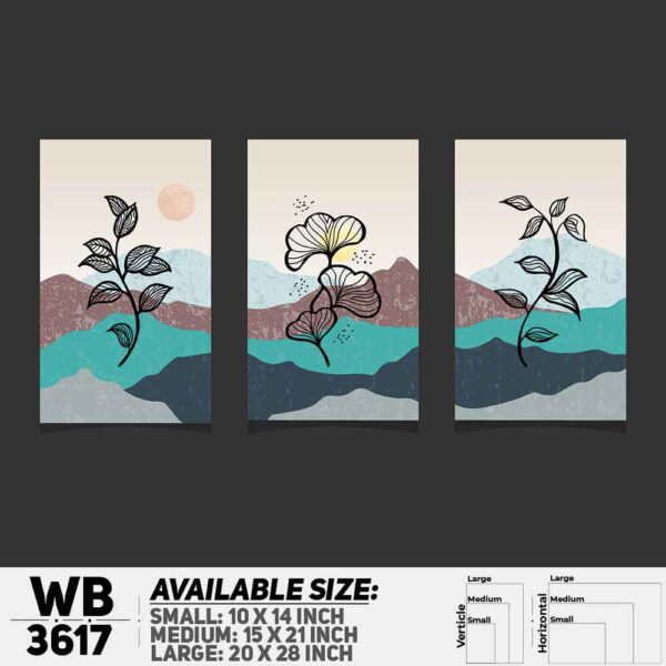 DDecorator Flower And Leaf ArtWork (Set of 3) Wall Decoration And Home Decoration PVC Wall Board And Wall Canvas - WB3617