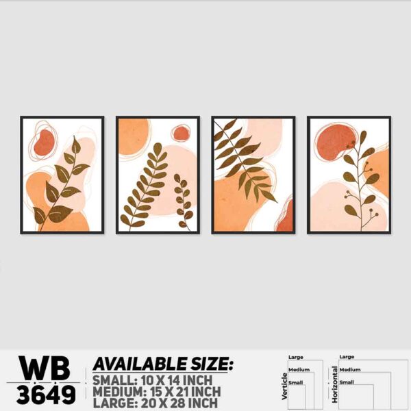 DDecorator Flower And Leaf ArtWork (Set of 4) Wall Decoration And Home Decoration PVC Wall Board And Wall Canvas - WB3649